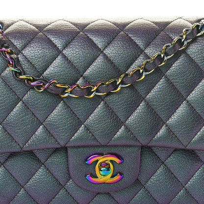 Chanel Iridescent Goatskin Quilted Medium Double Flap Purple 8 of 10