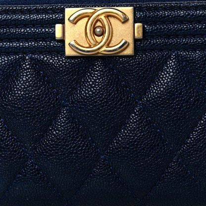 Chanel Caviar Quilted Boy Zip Around Coin Purse Wallet Dark Blue 10 of 10