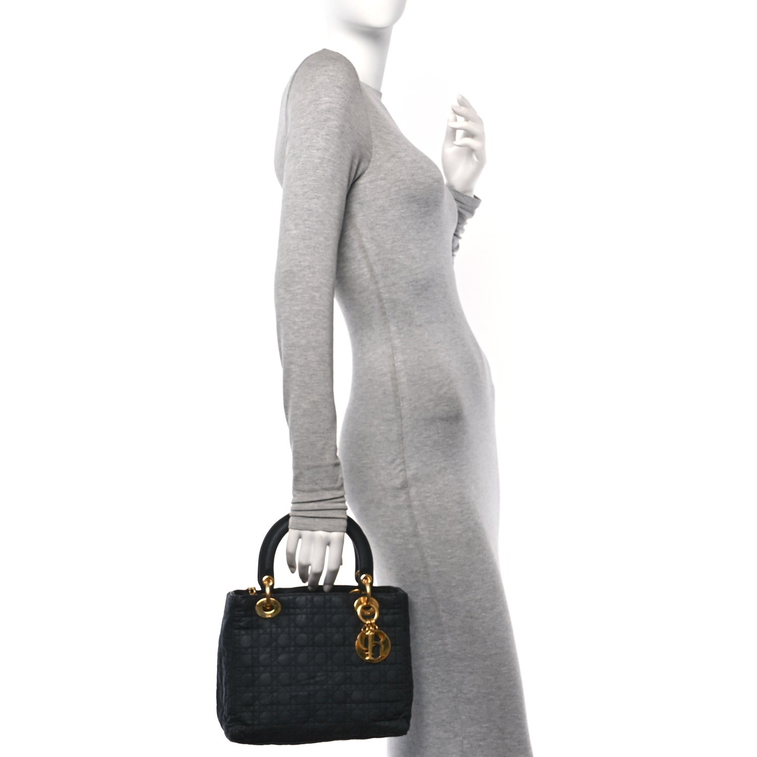 Christian Dior Nylon Cannage Medium Lady Dior Black 2 of 12