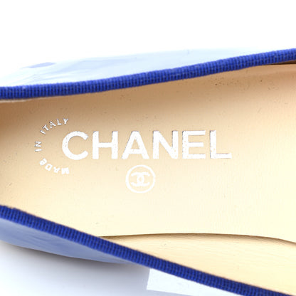 Chanel Patent Calfskin CC Cap Toe Ballerina Flats 39 Blue 7 of 11