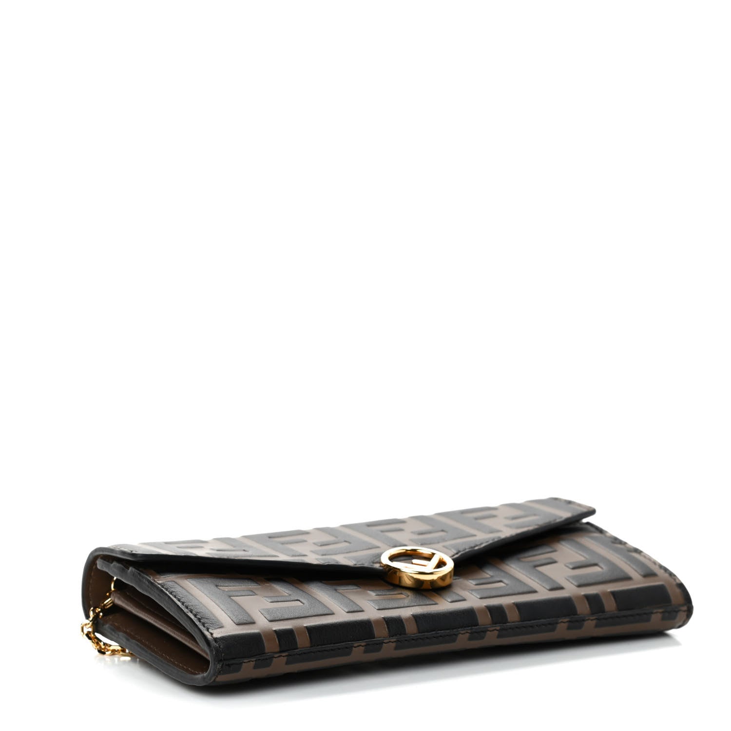 Fendi Vitello Soft F is Fendi Bi-Color FF 1974 Embossed Continental Envelope Wallet On Chain Maya Black 3 of 4