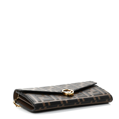 Fendi Vitello Soft F is Fendi Bi-Color FF 1974 Embossed Continental Envelope Wallet On Chain Maya Black 3 of 4