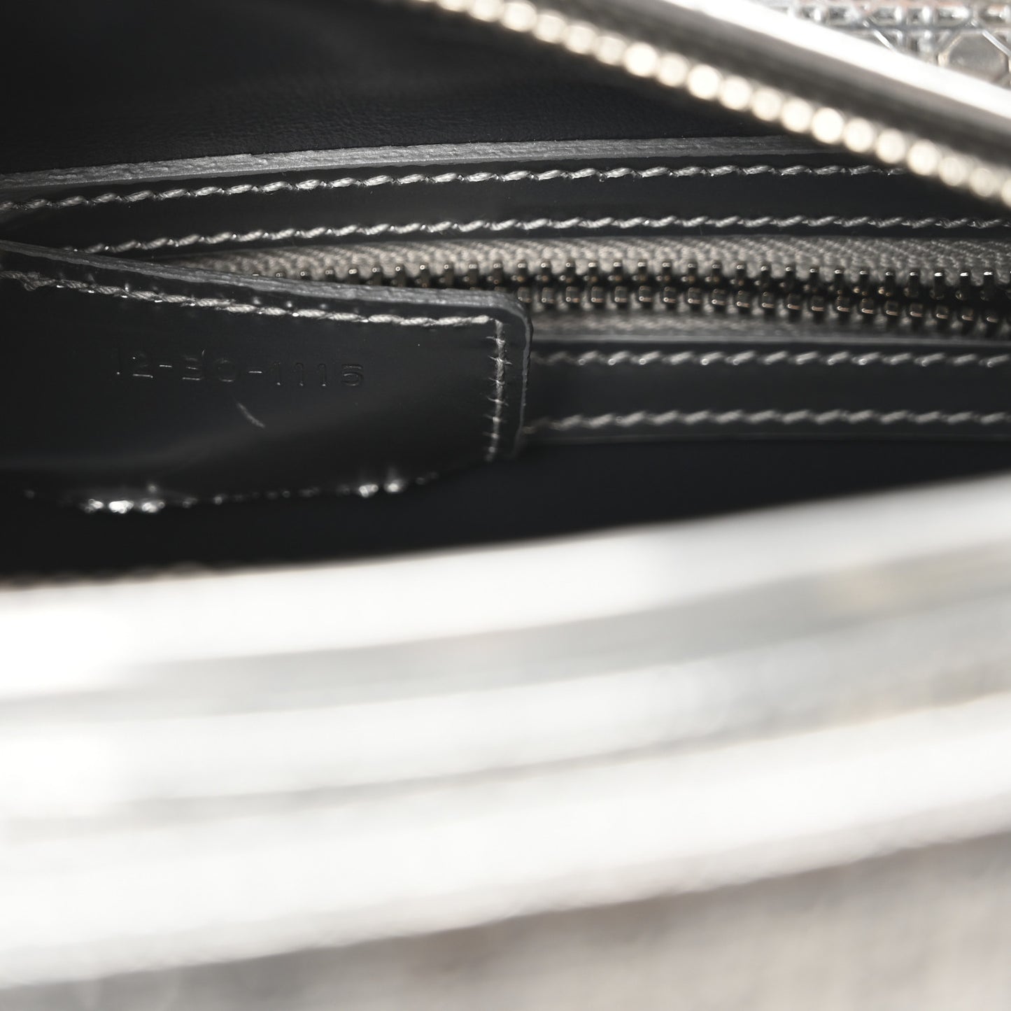 Metallic Patent Micro-Cannage Medium Lady Dior Silver