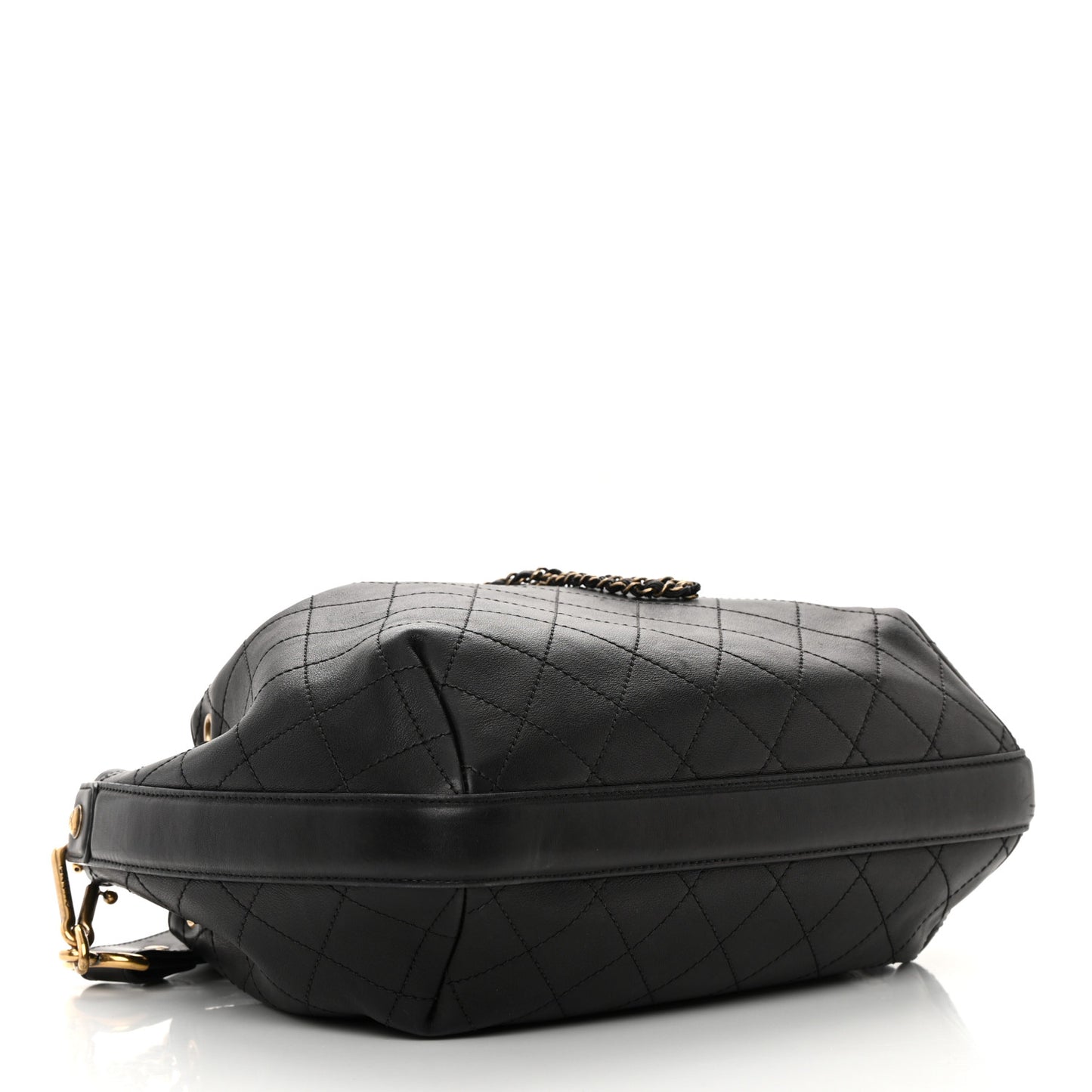 Calfskin Stitched Small Paris Rome Drawstring CC Bag Black