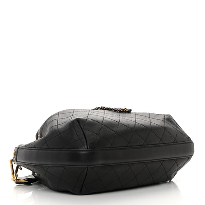 Chanel Calfskin Stitched Small Paris Rome Drawstring CC Bag Black 4 of 19