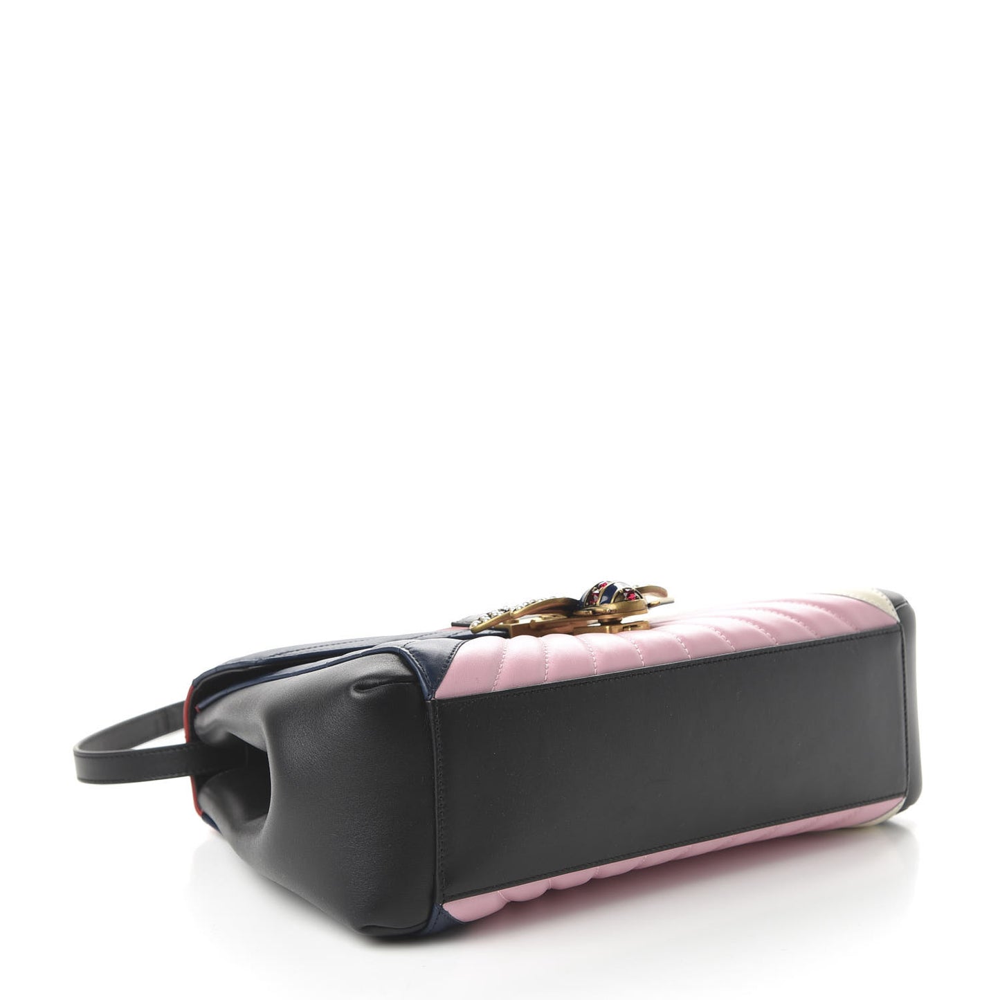 Calfskin Bamboo Trapuntata Queen Margaret Top Handle Bag Blue Agata Hibiscus Red Mystic White Sugar Pink