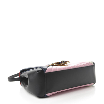Gucci Calfskin Bamboo Trapuntata Queen Margaret Top Handle Bag Blue Agata Hibiscus Red Mystic White Sugar Pink 5 of 12