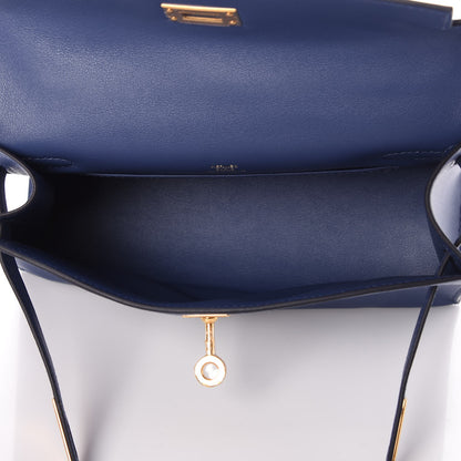 Hermes Swift Kelly Pochette Clutch Bleu Brighton 7 of 27