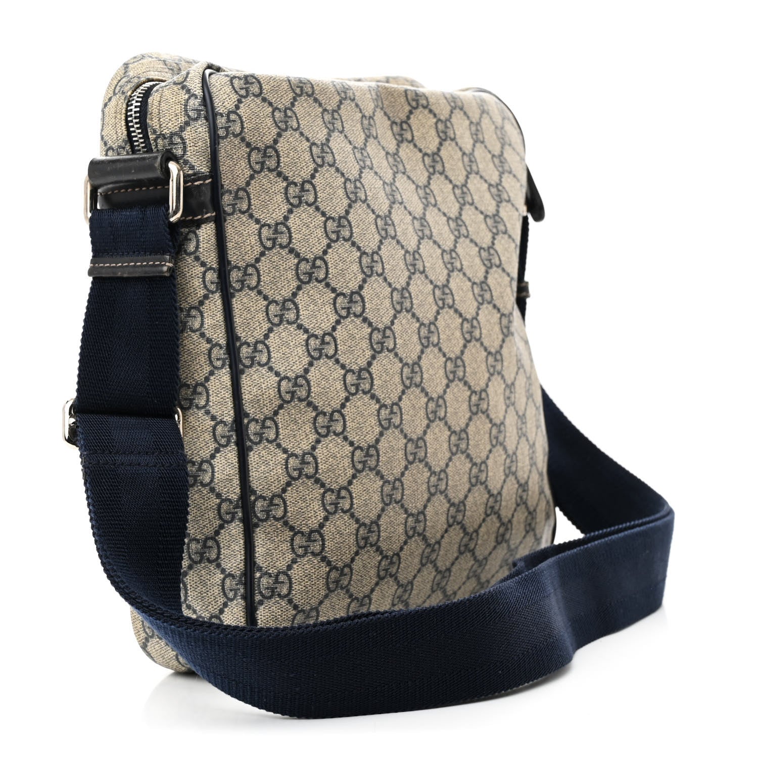 Gucci GG Plus Monogram Selleria Calfskin Medium Messenger Bag Beige Blue 3 of 14