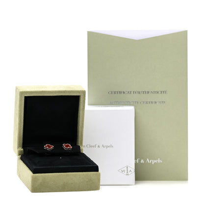 Van Cleef & Arpels 18K Rose Gold Carnelian Sweet Alhambra Earrings 6 of 6
