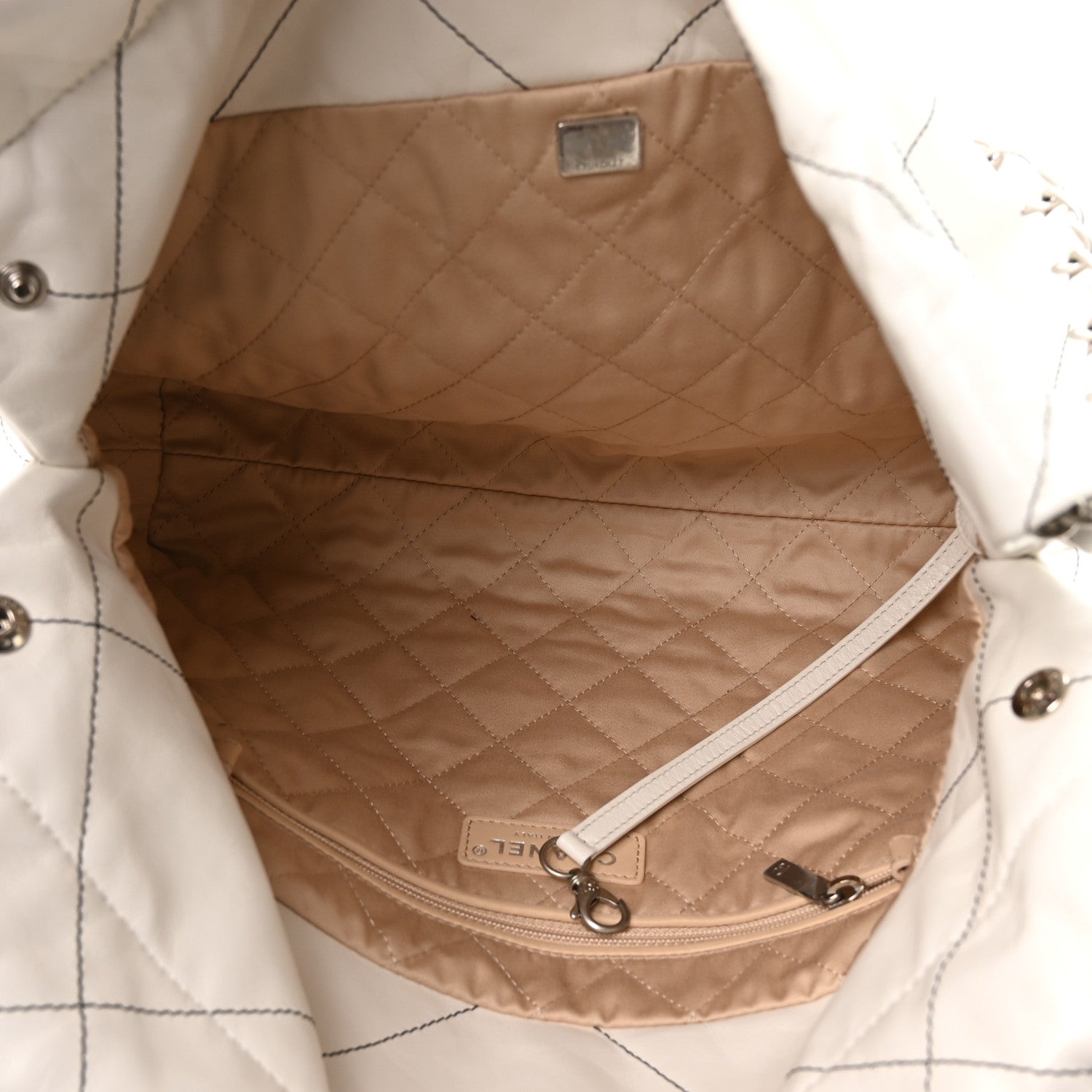 Chanel Shiny Calfskin Quilted Small Chanel 22 White Black 6 of 11