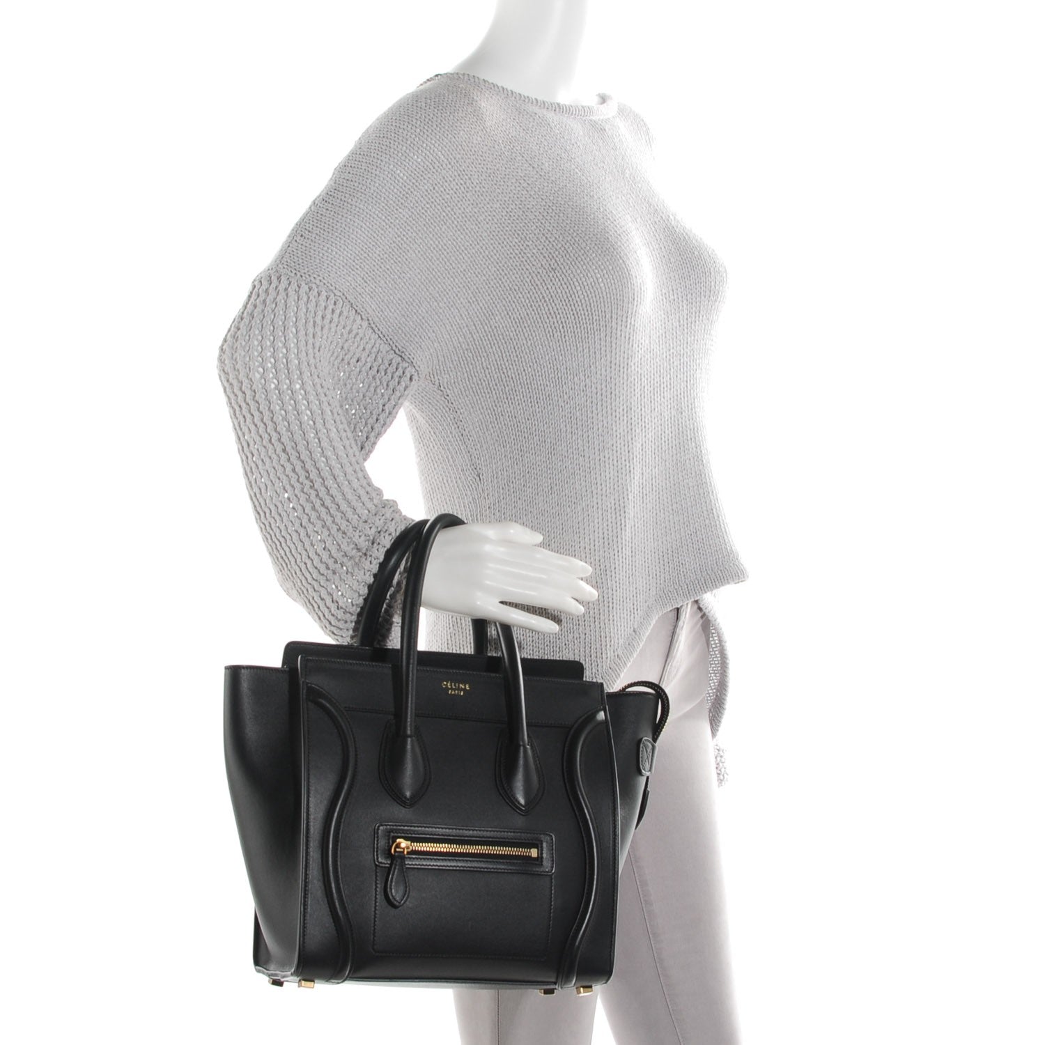 Celine Smooth Calfskin Micro Luggage Black 2 of 8