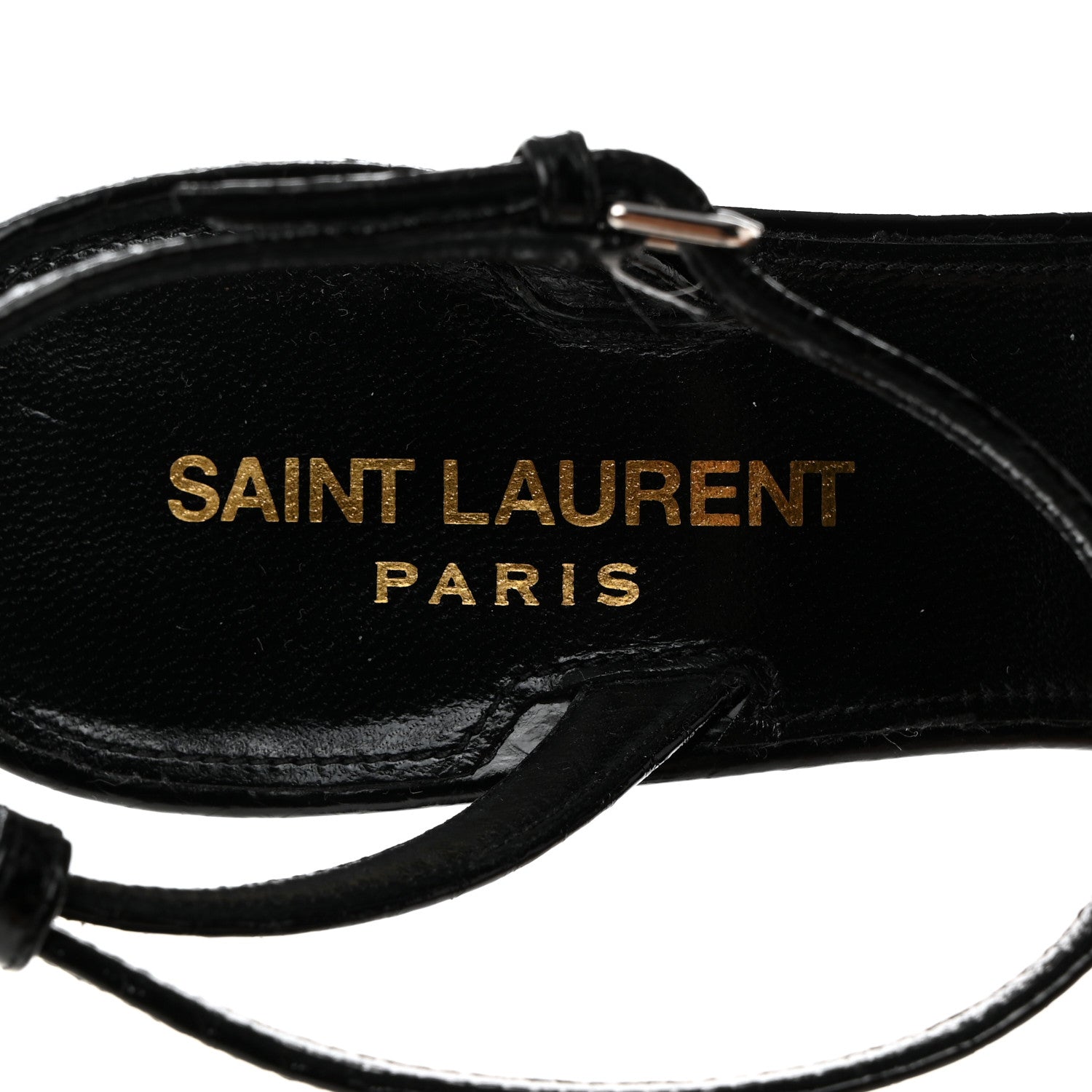 Saint Laurent Calfskin Chain Cristal Sandals 36.5 Black 6 of 7