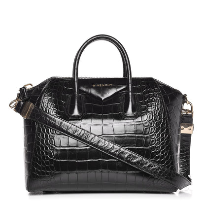 Givenchy Calfskin Crocodile Embossed Medium Antigona Black 1 of 9
