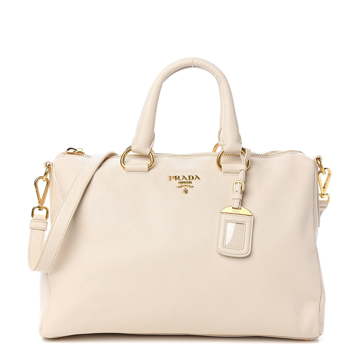 Prada Vitello Daino Top Handle Zip Tote Talco 1 of 11