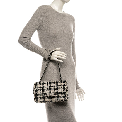 Chanel Tweed Medium Double Flap Black White 2 of 8