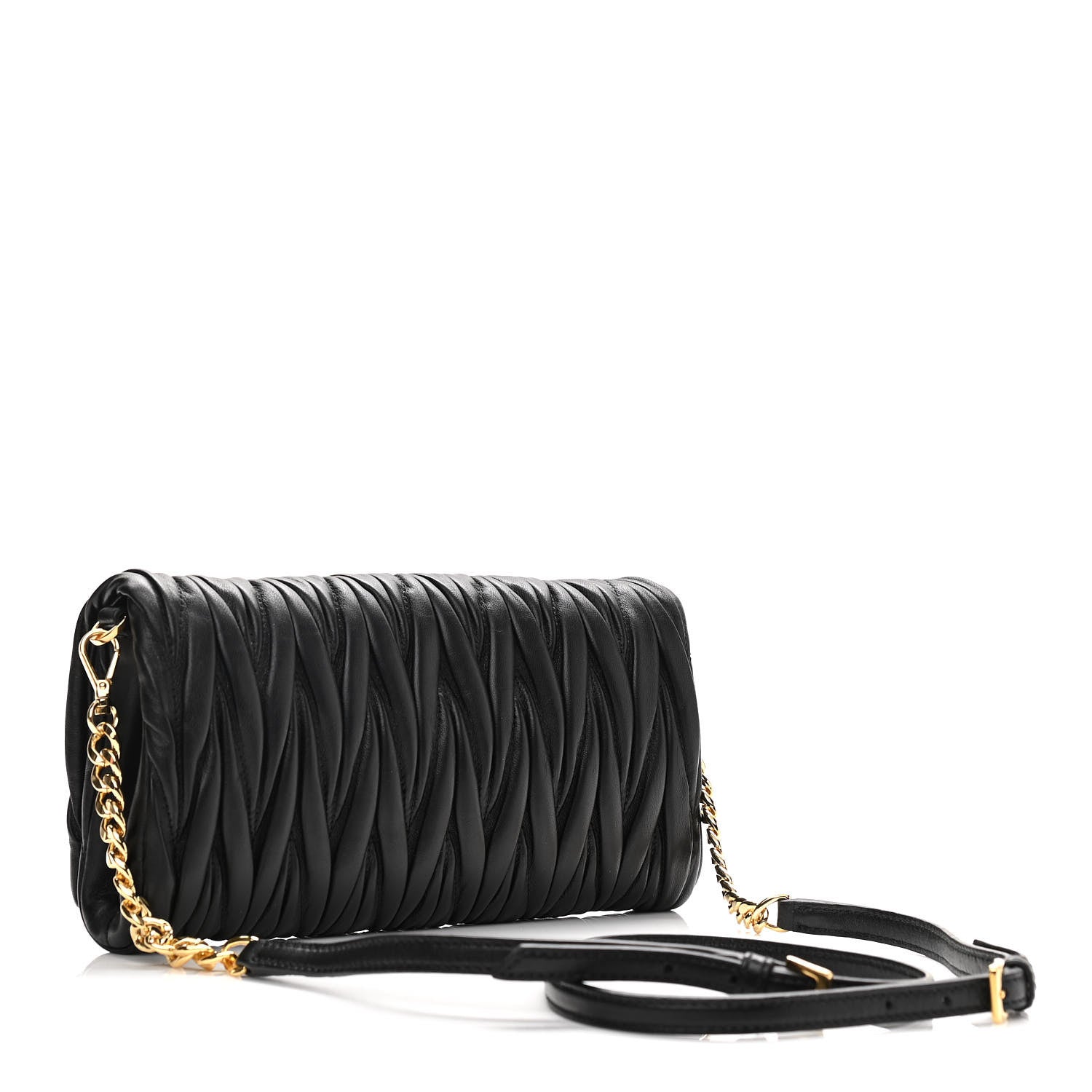 Miu Miu Nappa Matelasse Flap Clutch Black 3 of 9