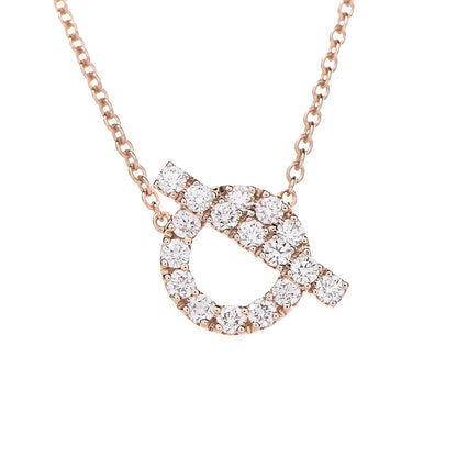 Hermes 18K Rose Gold Diamond Finesse Pendant Necklace 4 of 7