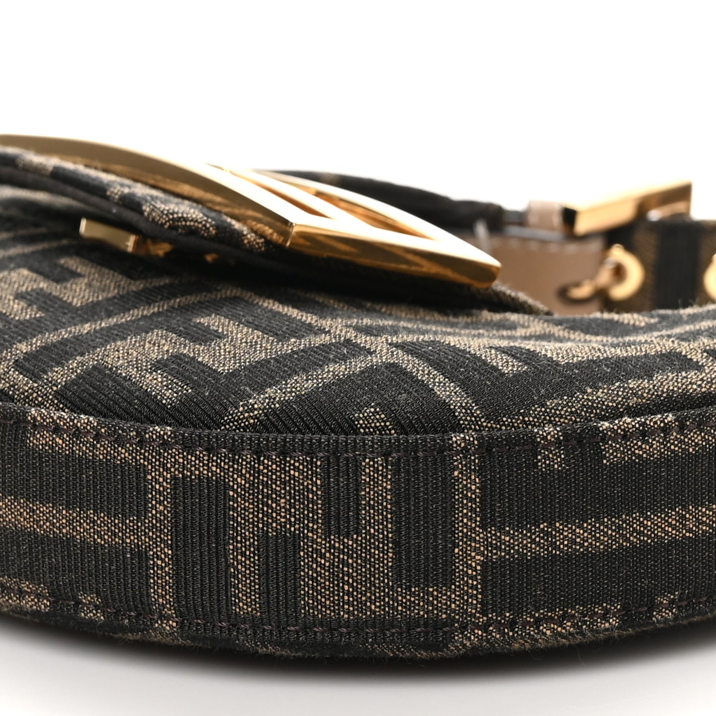 Fabric Jacquard FF 1974 Mini Cookie Hobo Bag Tobacco Moro
