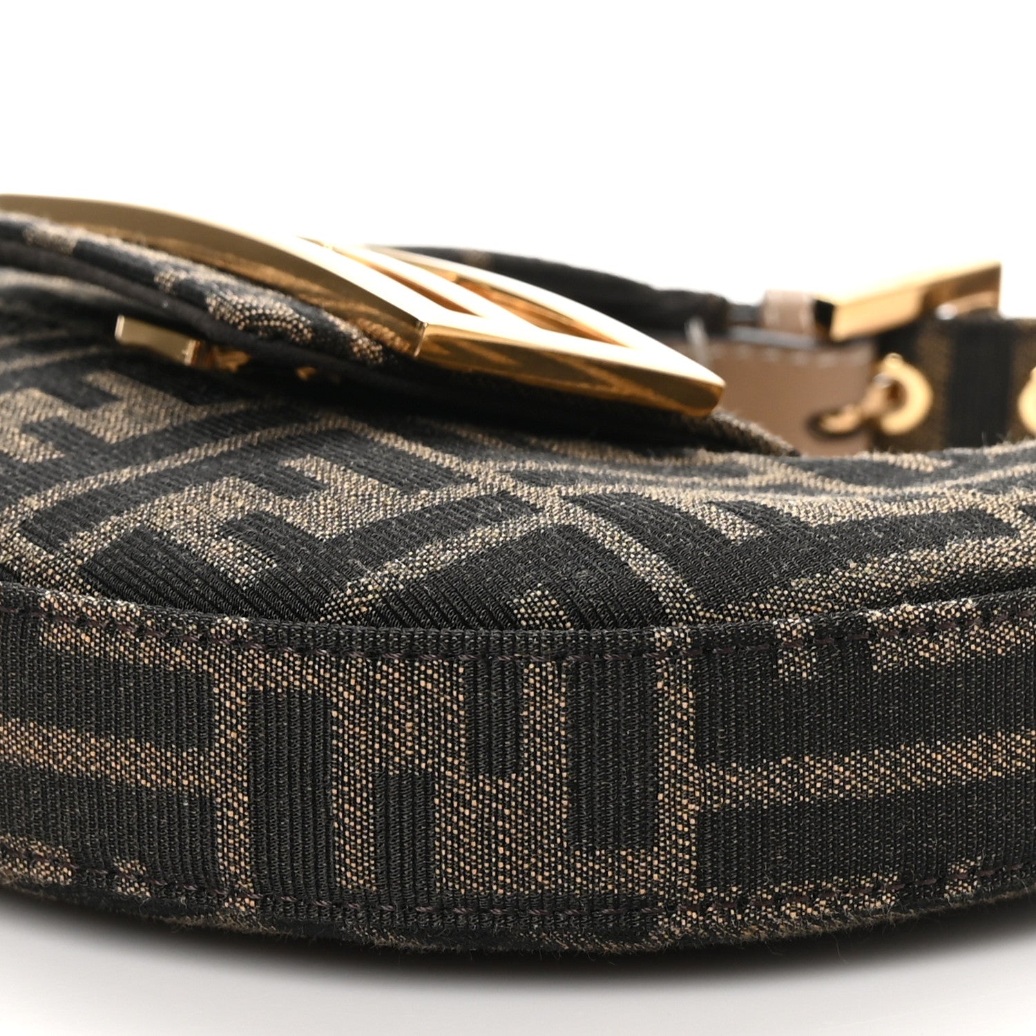 Fendi Fabric Jacquard FF 1974 Mini Cookie Hobo Bag Tobacco Moro 10 of 10