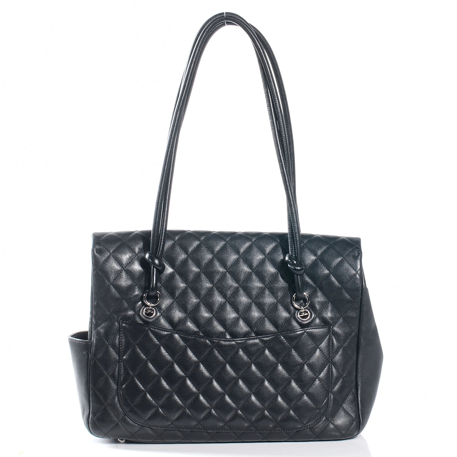 Chanel Calfskin Quilted Large Cambon Flap Black White 7 of 13