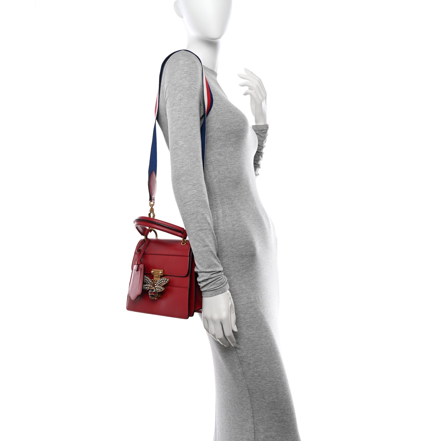 Gucci Calfskin Sylvie Web Small Queen Margaret Top Handle Bag Red 2 of 12