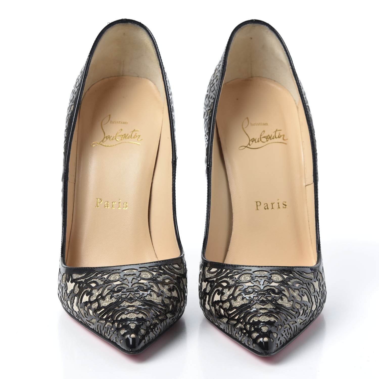 Christian Louboutin Patent Lace Glitter So Pretty 120 Pumps 37 Black 3 of 9
