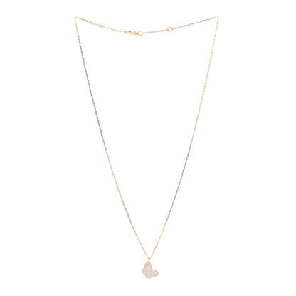 Van Cleef & Arpels 18K Yellow Gold Mother of Pearl Sweet Alhambra Butterfly Pendant Necklace 3 of 7