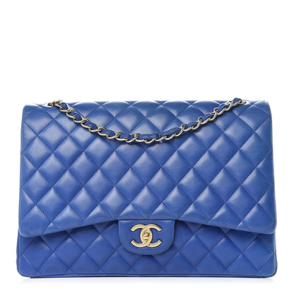 Chanel Lambskin Quilted Maxi Double Flap Blue 1 of 19