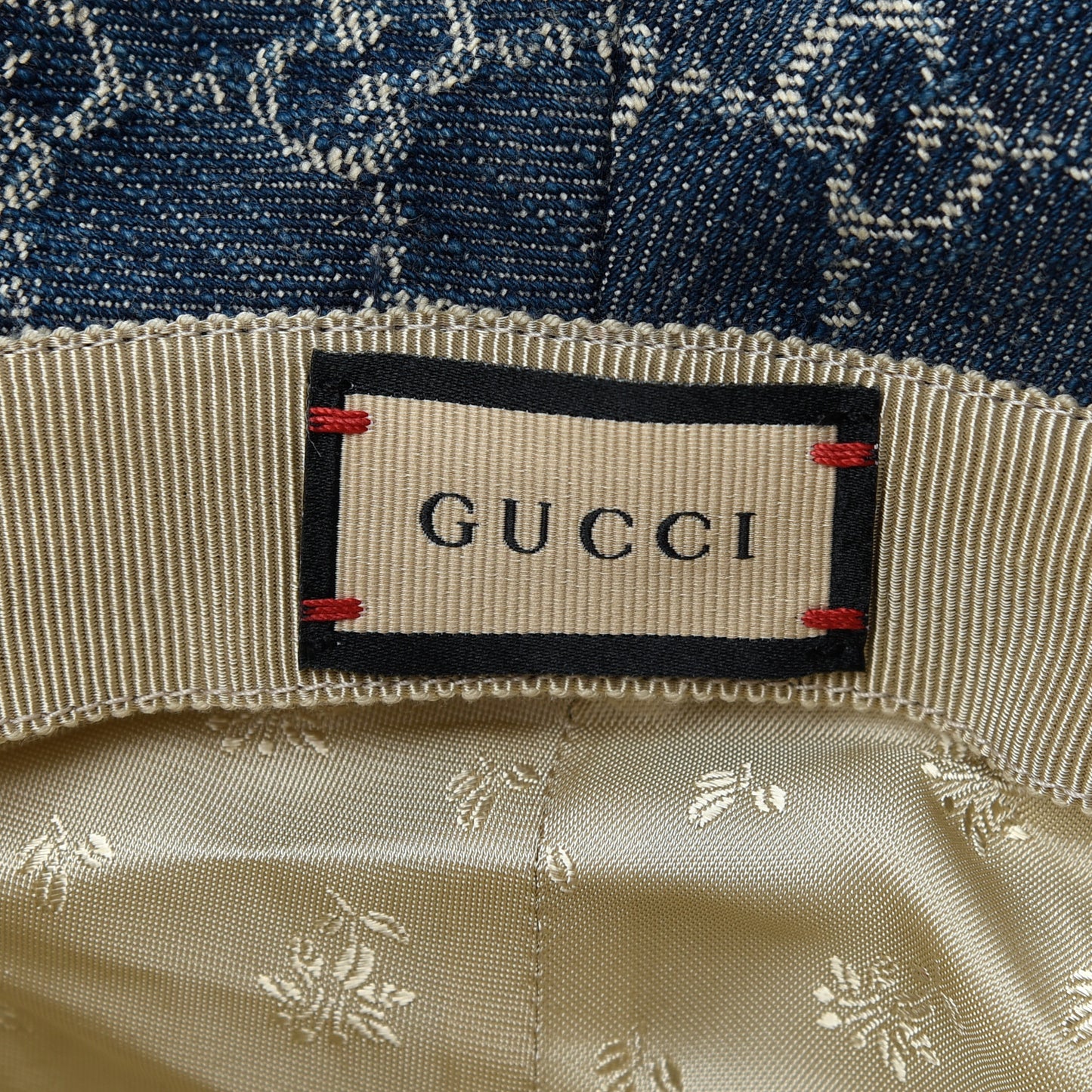 Washed Jacquard Denim Nappa GG Monogram Oscar Bucket Hat M Denim Cuir