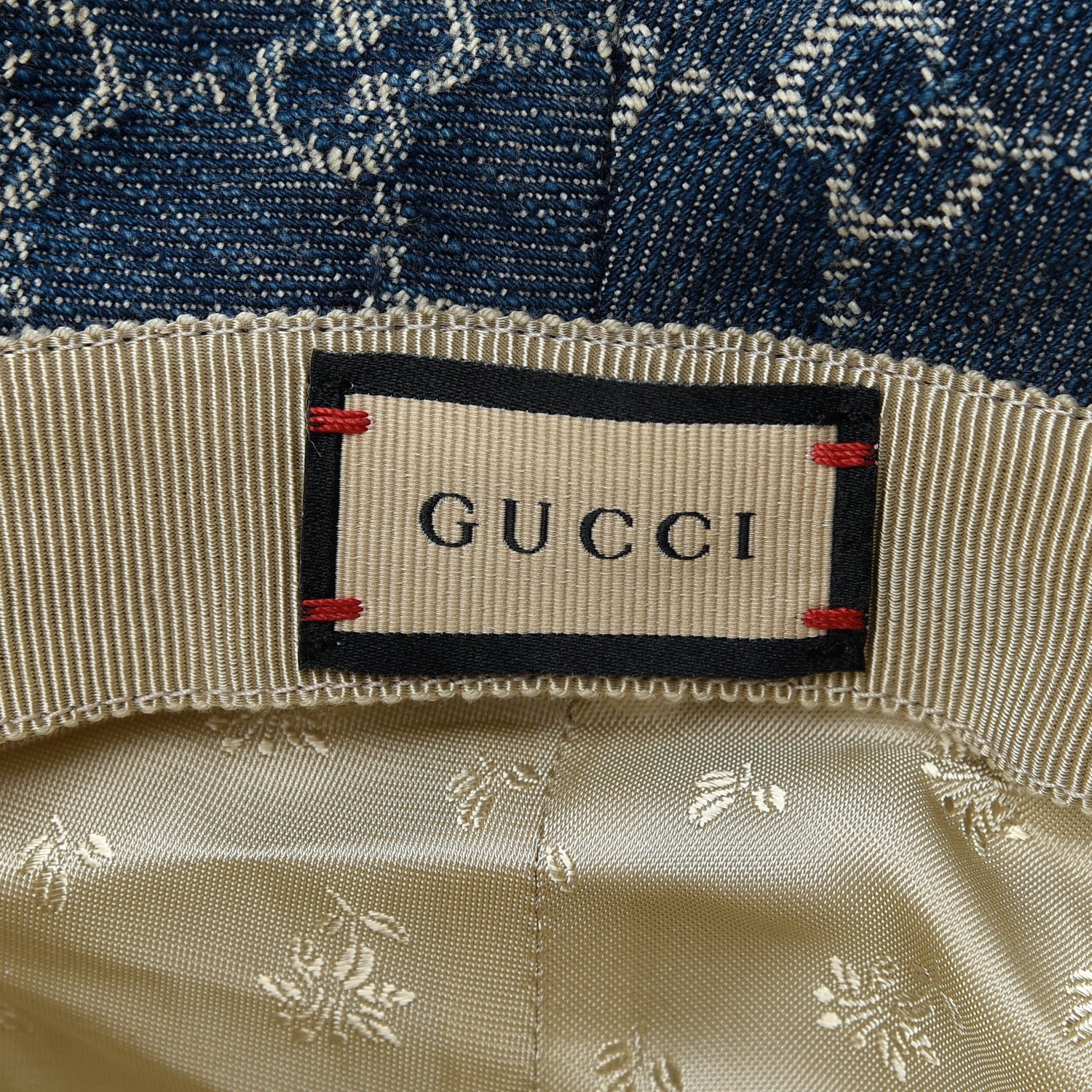 Gucci Washed Jacquard Denim Nappa GG Monogram Oscar Bucket Hat M Denim Cuir 5 of 5