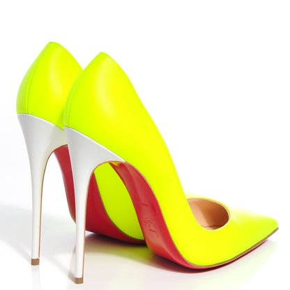 Christian Louboutin Matte Calfskin Jazz Calf Fluo So Kate 120 Pumps 40 Yellow White 4 of 7