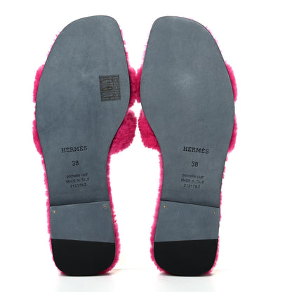 Hermes Woolskin Oran Sandals 38 Rose Fuchsia 4 of 4