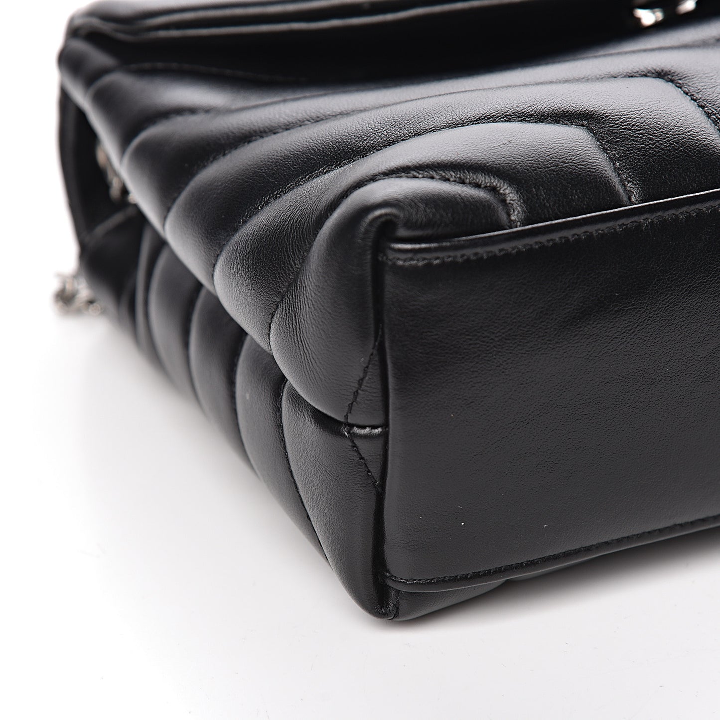 Calfskin Y Quilted Monogram Small Loulou Chain Satchel Black