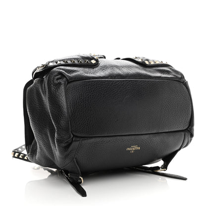 Valentino Garavani Pebbled Calfskin Rockstud Double Pocket Backpack Black 4 of 12