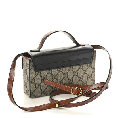 Gucci GG Supreme Monogram Calfskin Mini Padlock Top Handle Shoulder Bag Beige Black Cuir 2 of 11