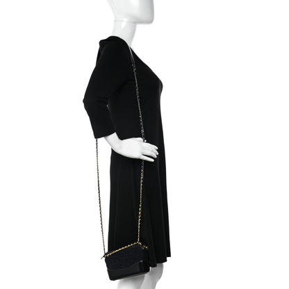 Chanel Tweed Aged Calfskin Quilted Small Gabrielle Clutch With Chain Black Blue 2 of 14