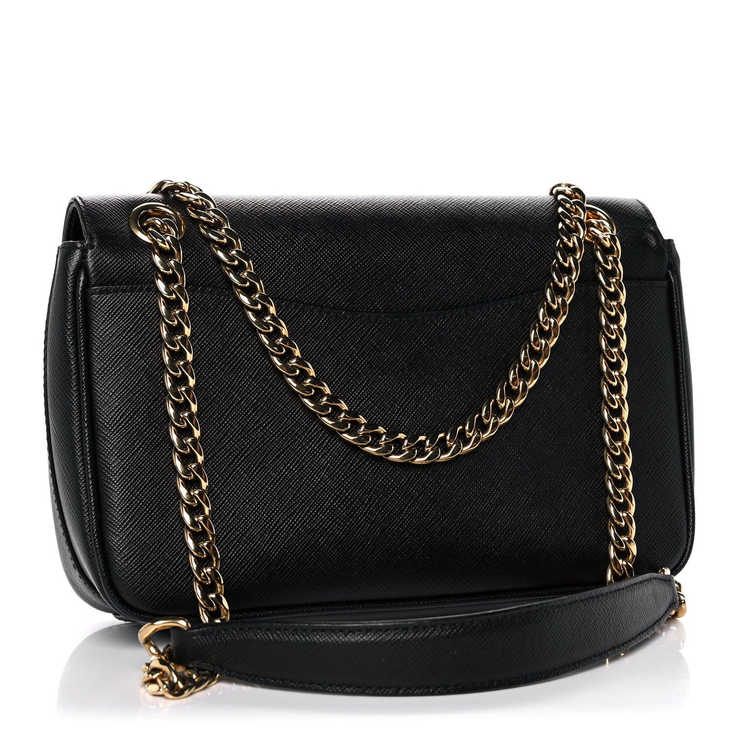 Saffiano Flap Shoulder Bag Black