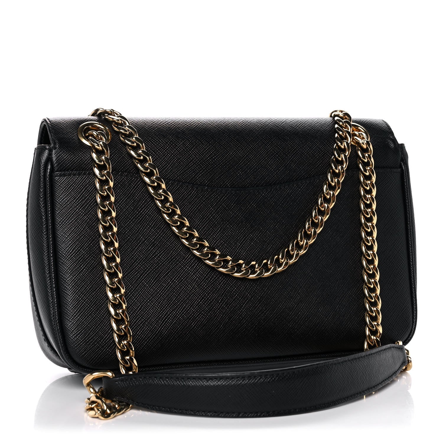 Prada Saffiano Flap Shoulder Bag Black 3 of 11