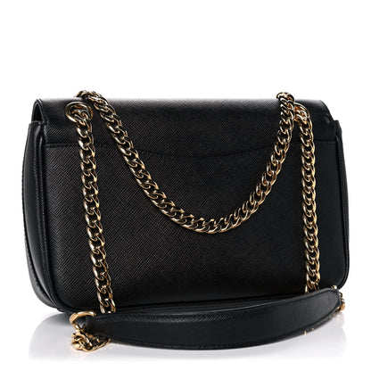 Prada Saffiano Flap Shoulder Bag Black 3 of 11