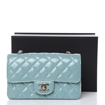 Chanel Patent Calfskin Quilted Mini Rectangular Flap Light Blue 10 of 10