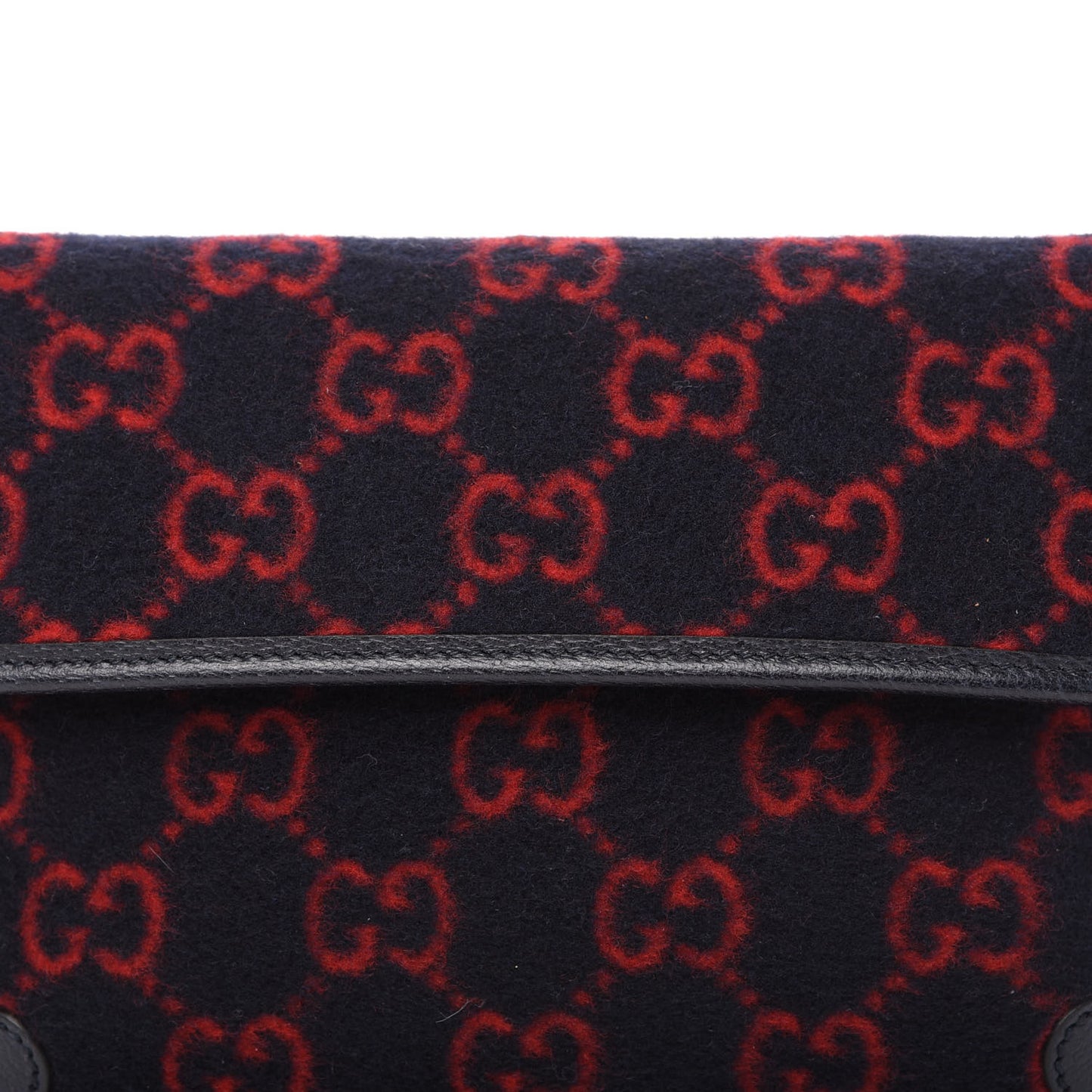 Covered Wool GG Monogram Slim Belt Bag Navy Red