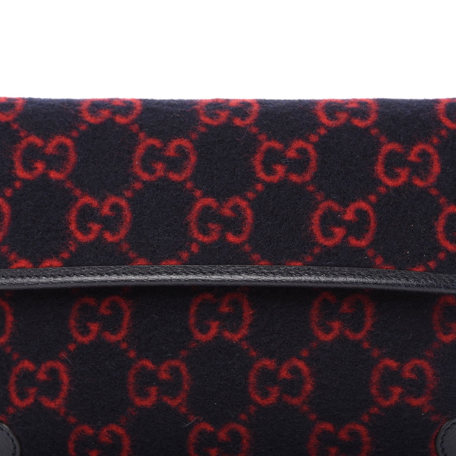Gucci Covered Wool GG Monogram Slim Belt Bag Navy Red 10 of 10