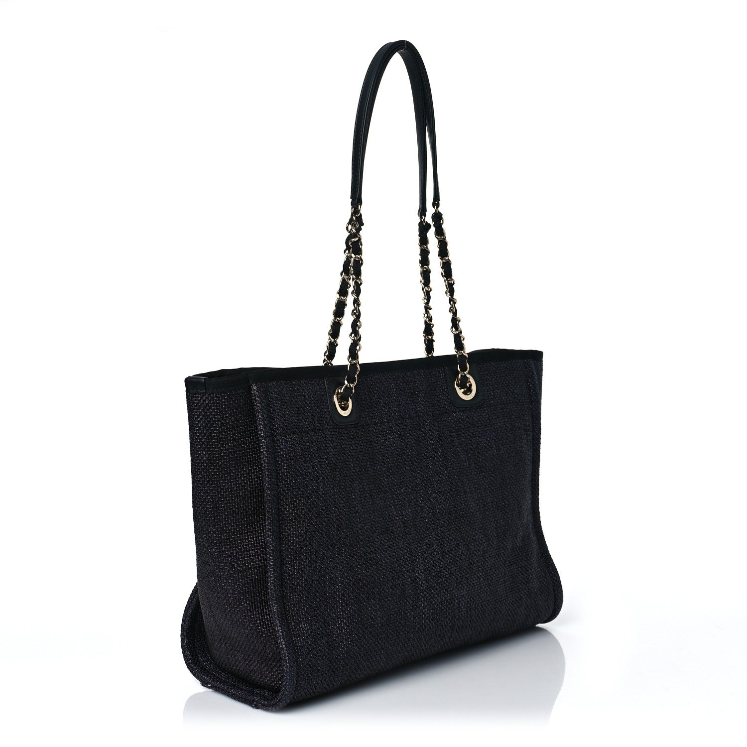 Chanel Woven Straw Raffia Small Deauville Tote Black 3 of 9