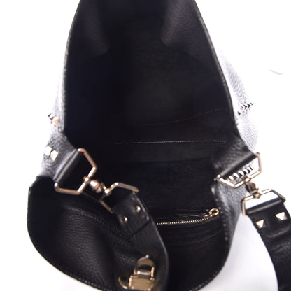 Valentino Garavani Pebbled Calfskin Large Rockstud Flip-Lock Messenger Bag Black 7 of 13
