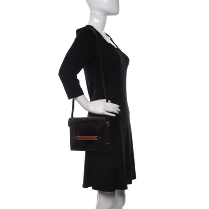 Hermes Shiny Alligator Barenia Faubourg Faco Clutch Macassar Black Fauve 2 of 9