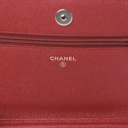 Chanel Caviar Quilted Vintage Mademoiselle Wallet On Chain WOC Red 6 of 14