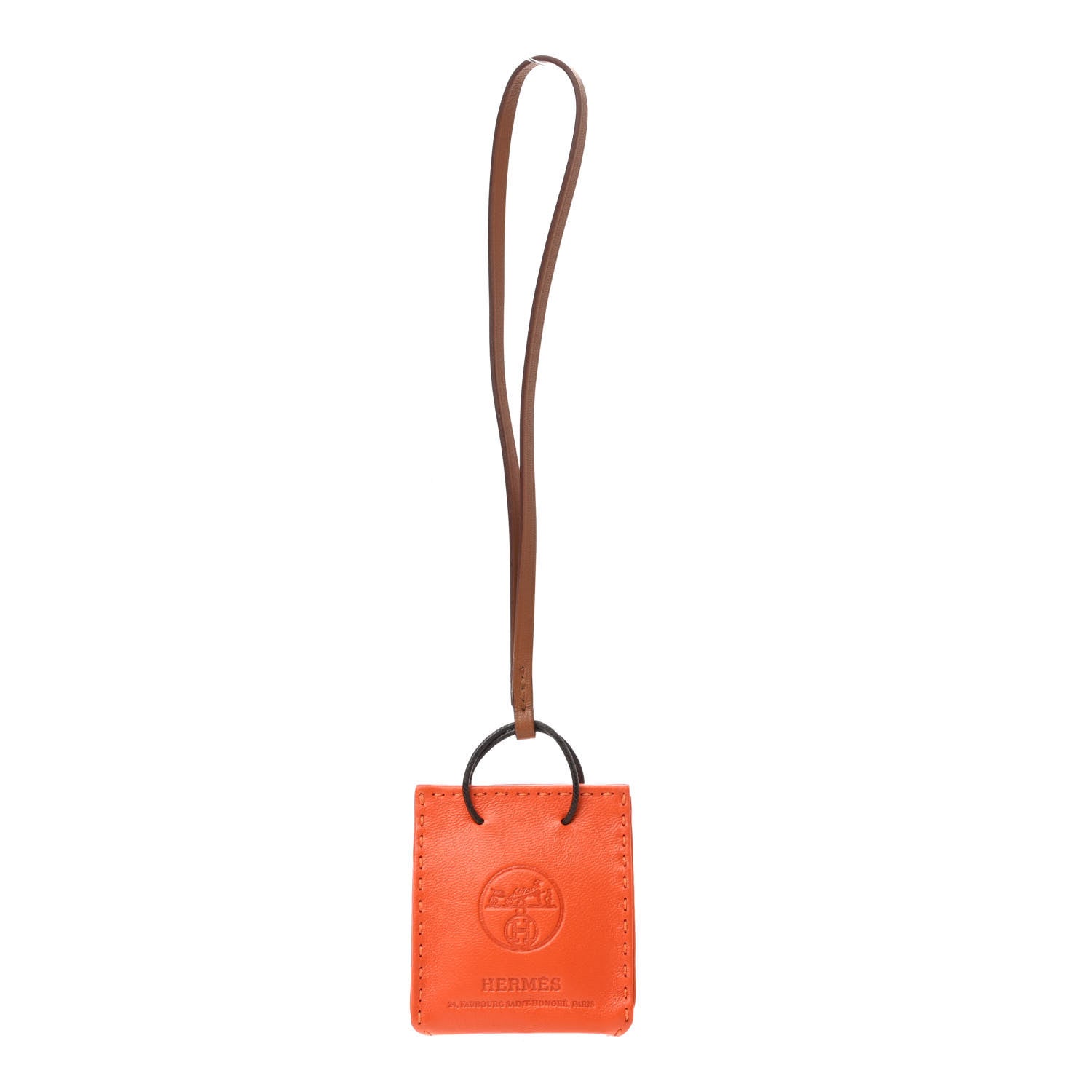 Hermes Milo Lambskin Swift Shopping Bag Charm Feu Gold 1 of 4