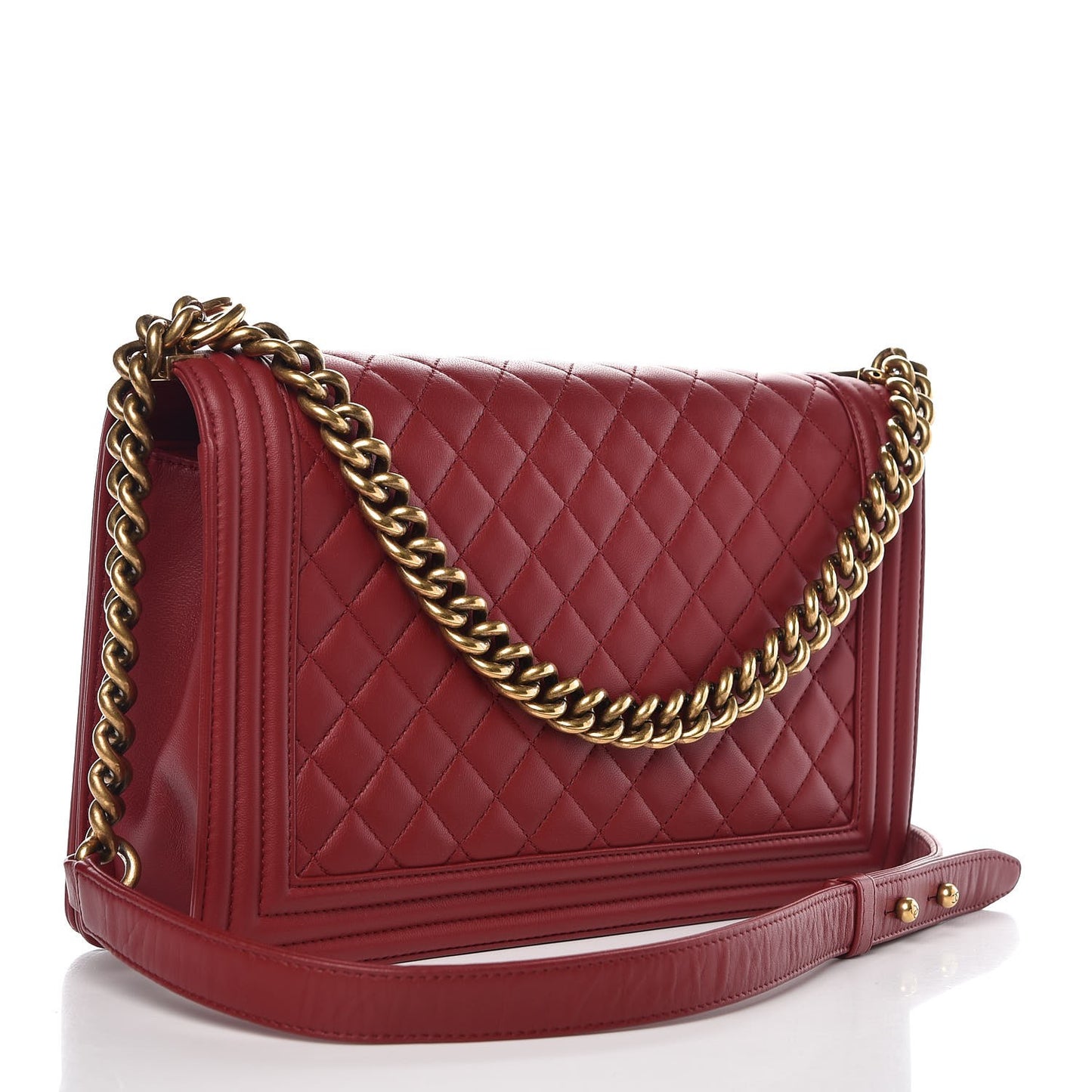 Lambskin Quilted New Medium Boy Flap Dark Red