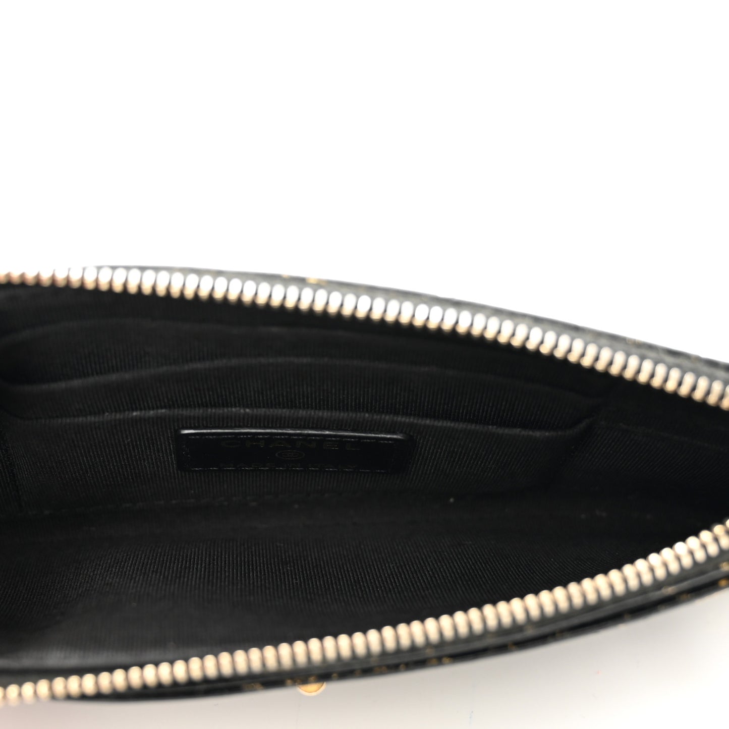 Calfskin Crocodile Embossed Graffiti 2.55 Cocodile Reissue Zip Pouch Black Gold